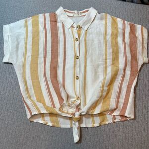 Altar'd State Women's Striped Button-Up Shirt Size L Multicolor